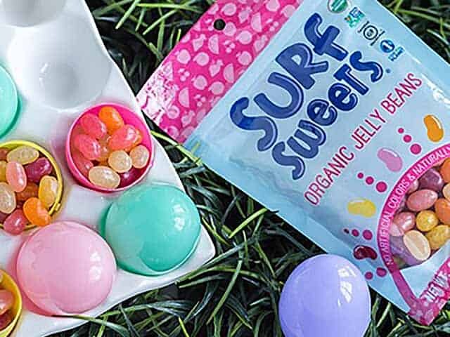 Surf Sweets jelly beans in plastic colored Easter eggs