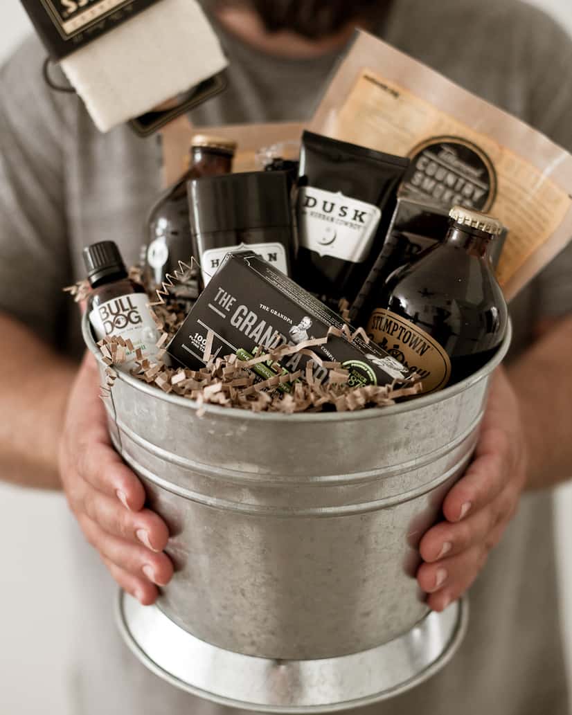 Male gift basket. A great idea for the outdoorsman! Styrofoam cooler,  fishing magaz…