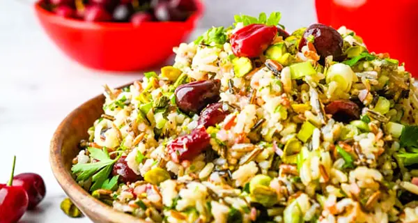 Wild rice salad in a bowl