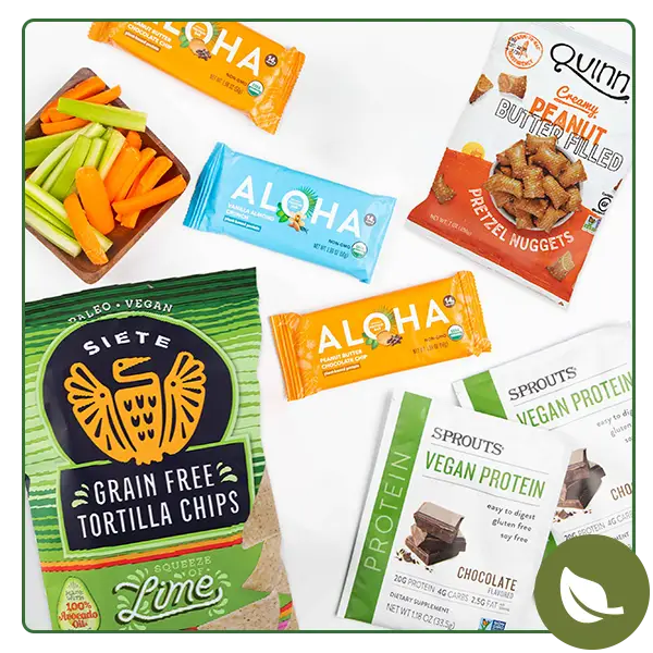 plant-based snacks on a tabletop