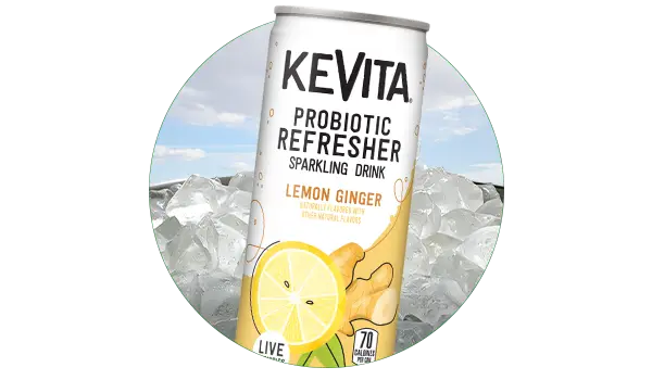 Kevita probiotic refresher in a bucket of ice