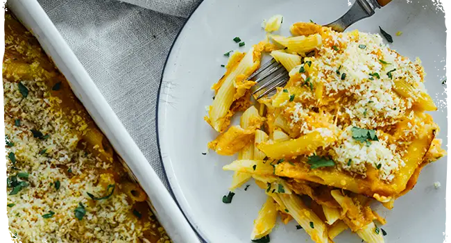 Pumpkin Mac and Cheese on a dish