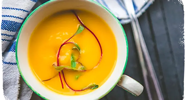 Squash soup in a cup