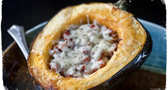 Stuffed acorn squash on a dish