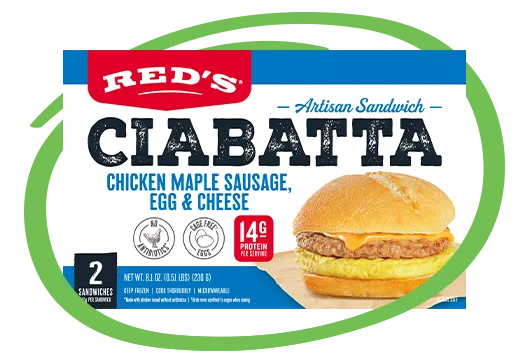 Reds Ciabatta breakfast sandwiches
