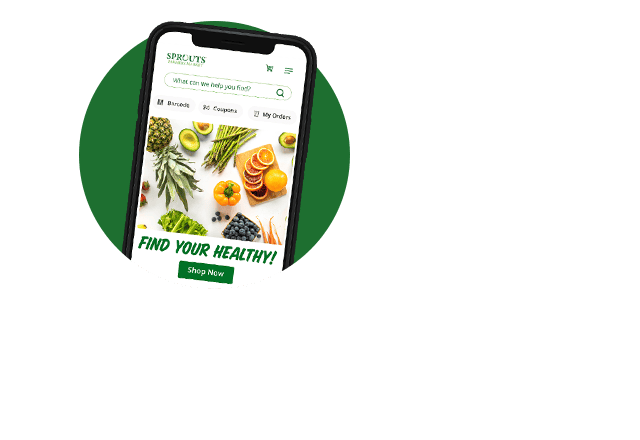 Phone with sprouts app open on screen