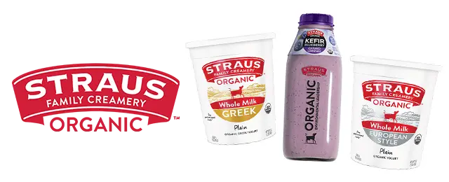 Straus Organic logo next to product variety