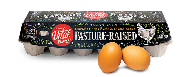 Vital Farms carton of pasture raised eggs.