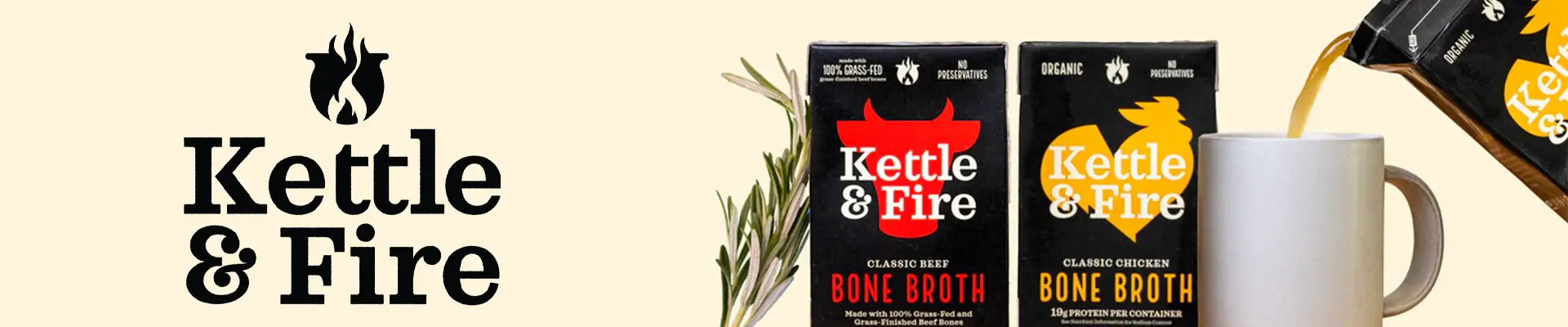 Kettle and Fire logo next to product