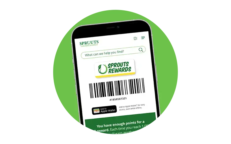 Sprouts Rewards screen on a phone.
